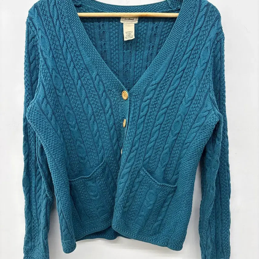 [BUNJANG] L.L.Bean Cable Knit Cardigan Teal Women's M / L.L.Bean 케이블 니트 가디건 청록색 여성 M