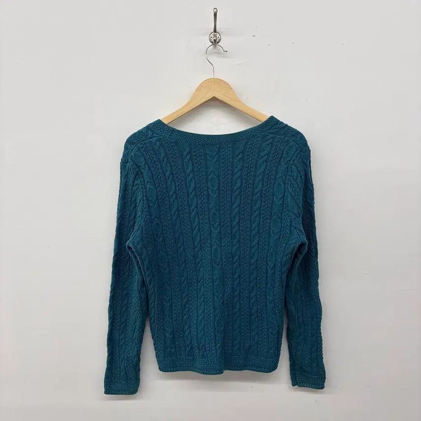 [BUNJANG] L.L.Bean Cable Knit Cardigan Teal Women's M / L.L.Bean 케이블 니트 가디건 청록색 여성 M