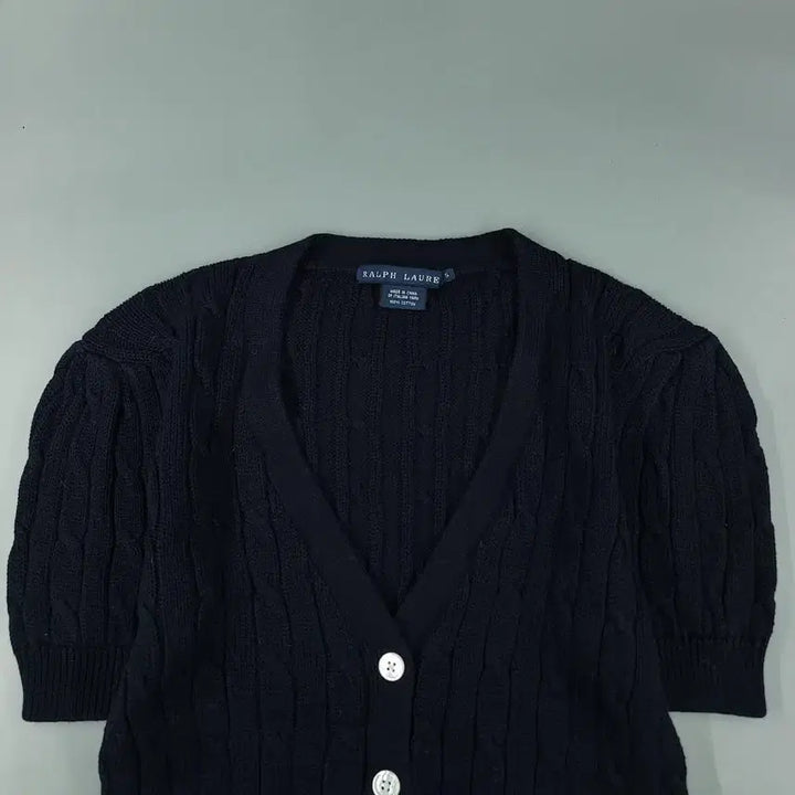 [SOLD OUT] 폴로랄프로렌 두산 00s 네이비 케이블패턴 꽈배기패턴 브이넥 니트 반팔