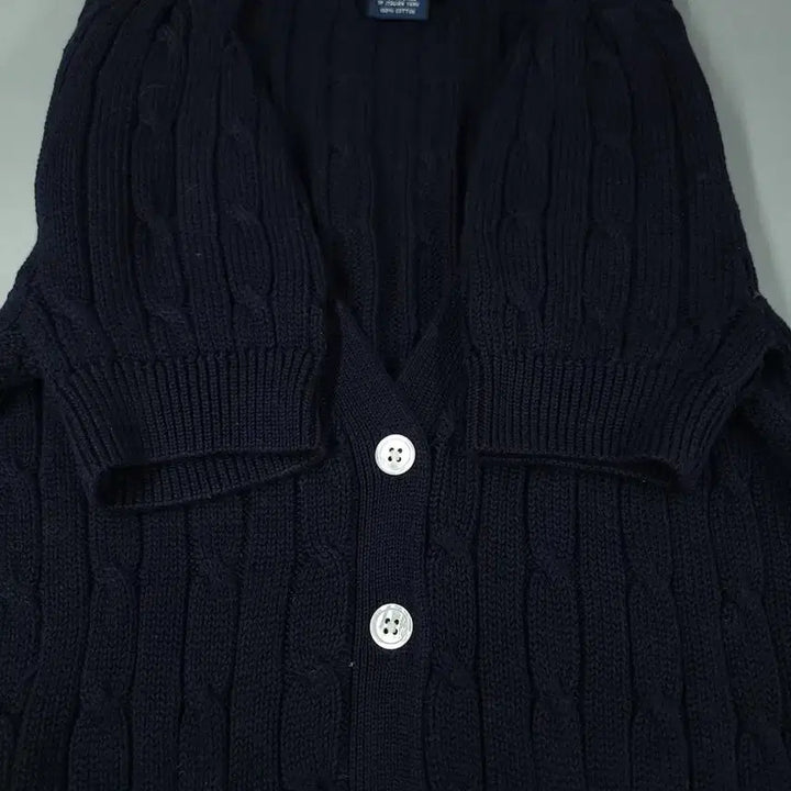 [SOLD OUT] 폴로랄프로렌 두산 00s 네이비 케이블패턴 꽈배기패턴 브이넥 니트 반팔