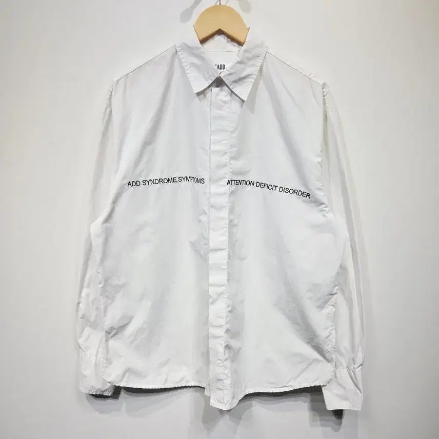 [BUNJANG] ADD Seoul Lettering Hidden Button White Shirt / ADD 애드서울 레터링 히든버튼 화이트 셔츠