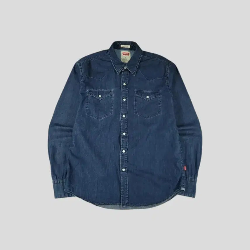 [BUNJANG] Levi's Denim Shirt / 리바이스 진청워싱 더블포켓 청 데님 남방 셔츠 M