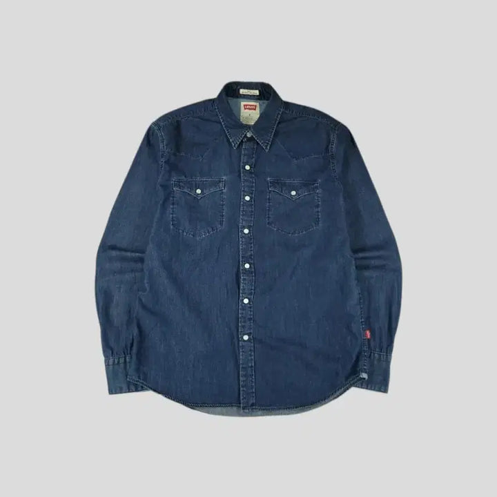 [BUNJANG] Levi's Denim Shirt / 리바이스 진청워싱 더블포켓 청 데님 남방 셔츠 M