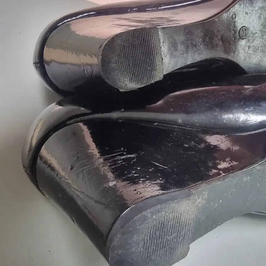 [BUNJANG] Black Logo Ribbon Wedge Heels / 블랙 240 로고 리본 웨지힐 구두