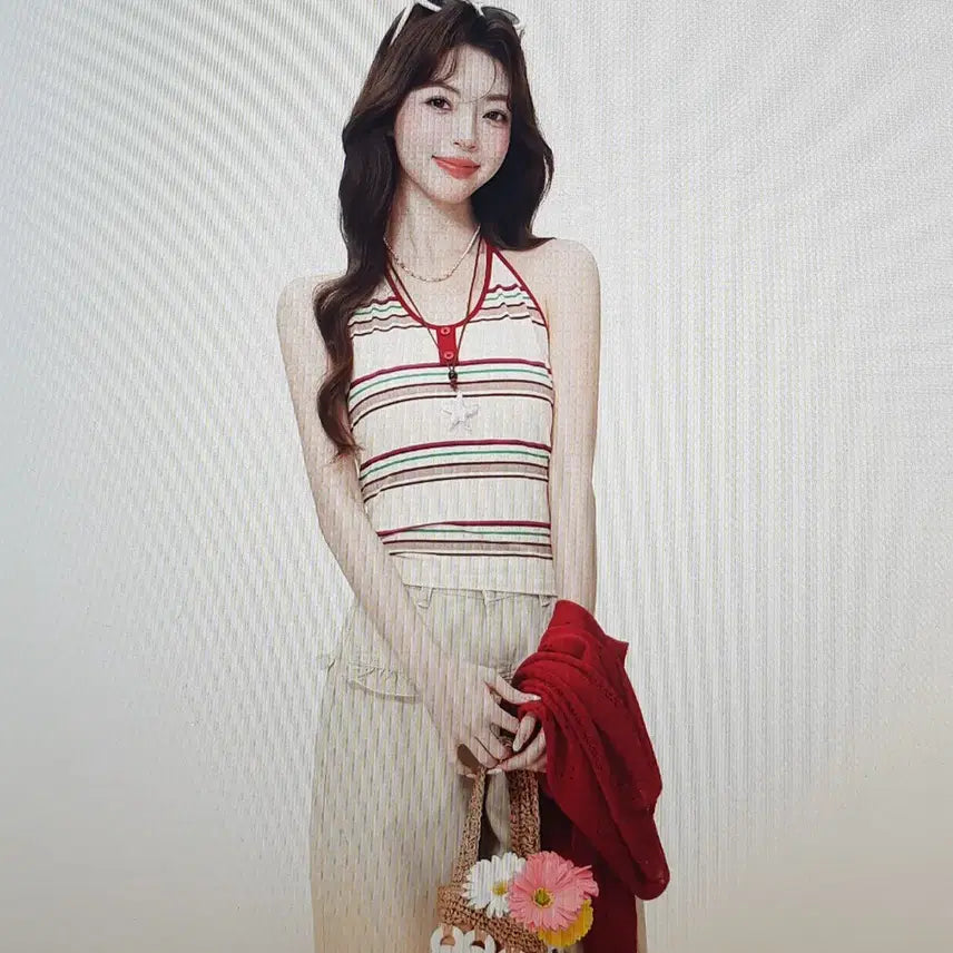 [BUNJANG] Striped Halter Neck Top / (해외배송) 스트라이프 홀터넥 탑