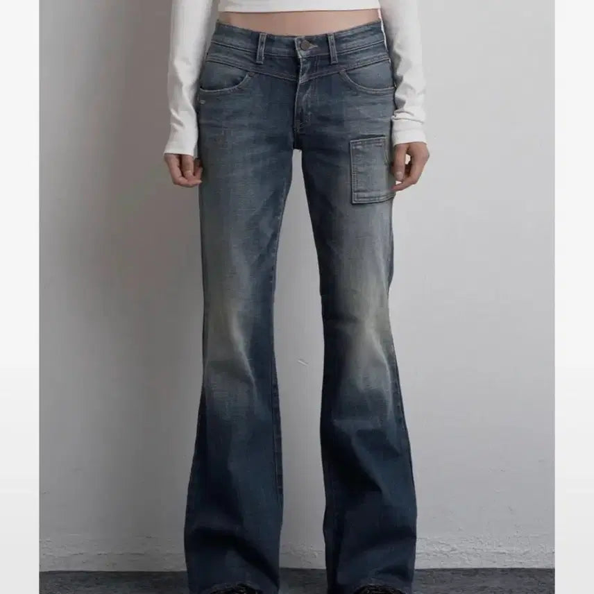 [BUNJANG] Sinergy Cargo Painting Denim Pants Blue / 시너진 카고 페인팅 데님 팬츠 블루