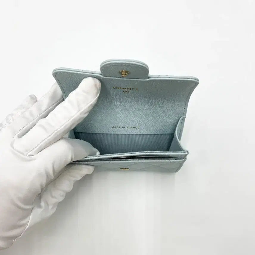 [BUNJANG] Chanel Classic Card Wallet Light Gray Caviar / 샤넬 클래식 카드지갑 라이트그레이 똑딱이 캐비어