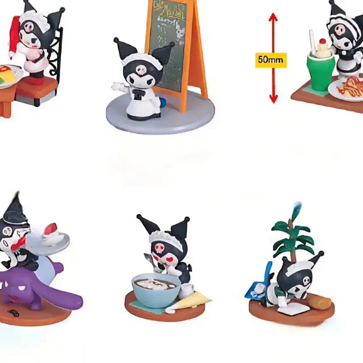[BUNJANG] Kuromi Waitress Figure Set / 메이드쿠로미6종세트 ,웨이트리스쿠로미,하트눈쿠로미,쿠로미피규어