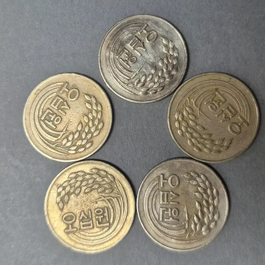 [BUNJANG] Korean 50 Won Coins (1973-1982) Set / 1973~1982(특,준특년도)  50주화 25개