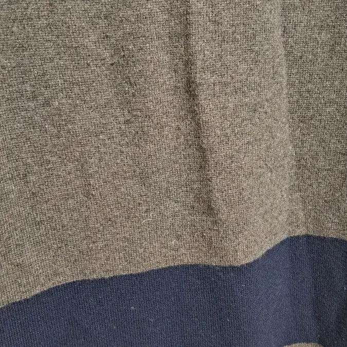 [BUNJANG] Time Striped Navy-Gray Wool Knit Sweater / 타임 줄무늬 폴라 니트 양모100%