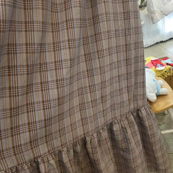 [BUNJANG] Checked Long Dress / 백 리본 체크 롱 원피스