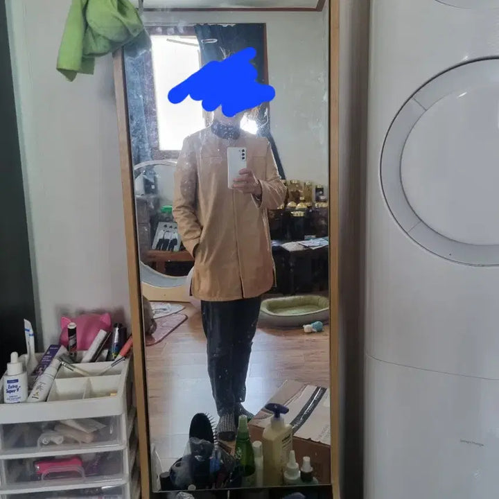 [BUNJANG] Vera Wang Beige Leather Jacket / 베라왕 베이지 가죽 재킷