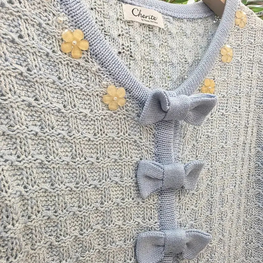 [BUNJANG] Ribbon Blue Cardigan / 리본 블루 가디건