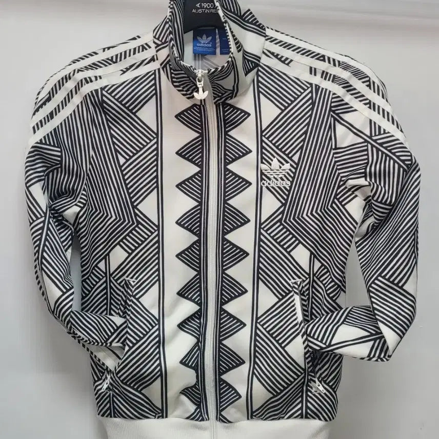 [BUNJANG] Adidas Black & White Pattern Track Top / 아디다스 블랙&화이트 패턴 트랙탑