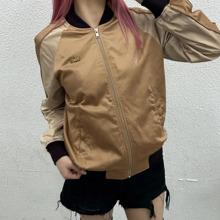 [BUNJANG] Lacoste Beige and Gold Windbreaker Jacket / 라코스테 베이지배색 골드 바람막이