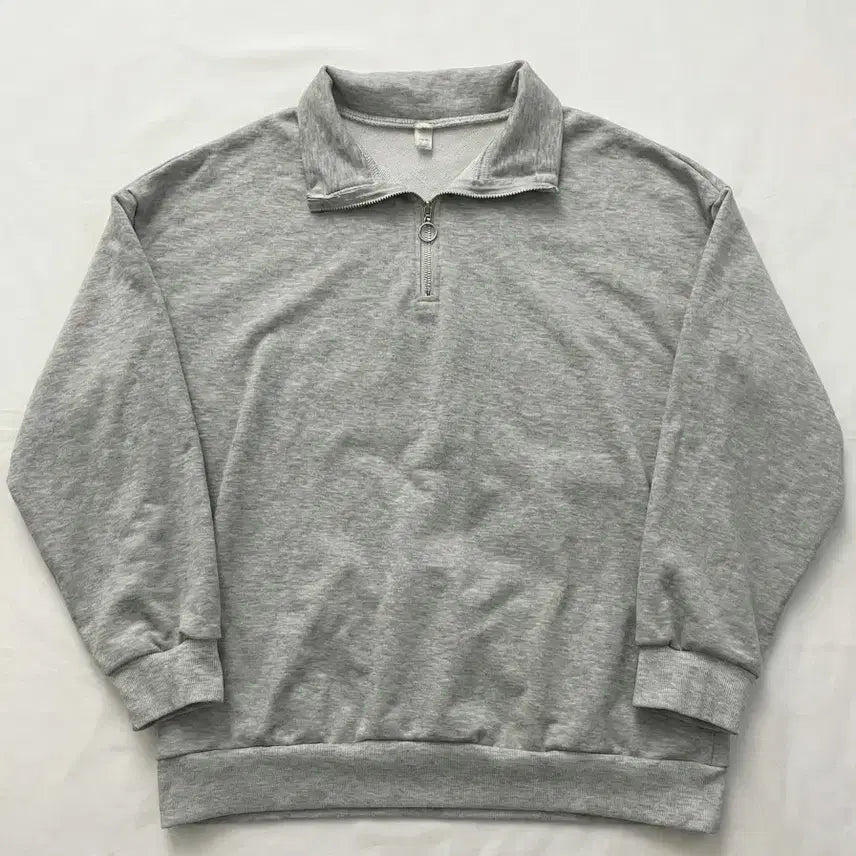 [BUNJANG] Gray Half-Zip Sweatshirt / 회색 하프집업 반집업 맨투맨 티셔츠
