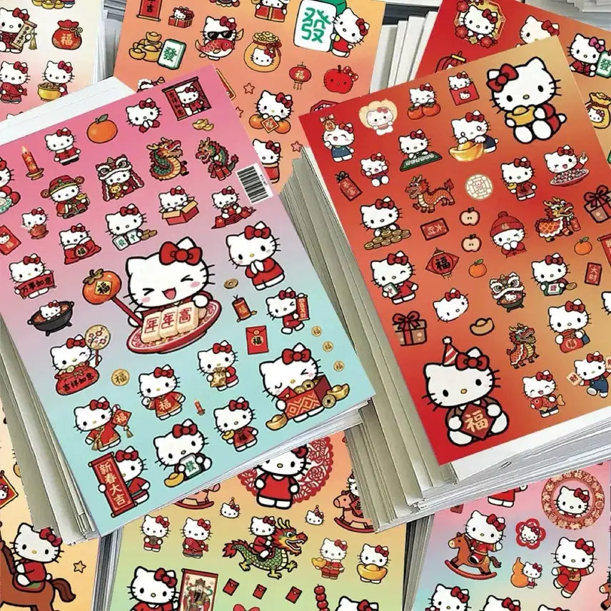 [BUNJANG] Sanrio Red Kitty Sticker Set / 8장 레드 키티 씰스티커 세트 산리오 캐릭터 다꾸 다이어리 꾸미기