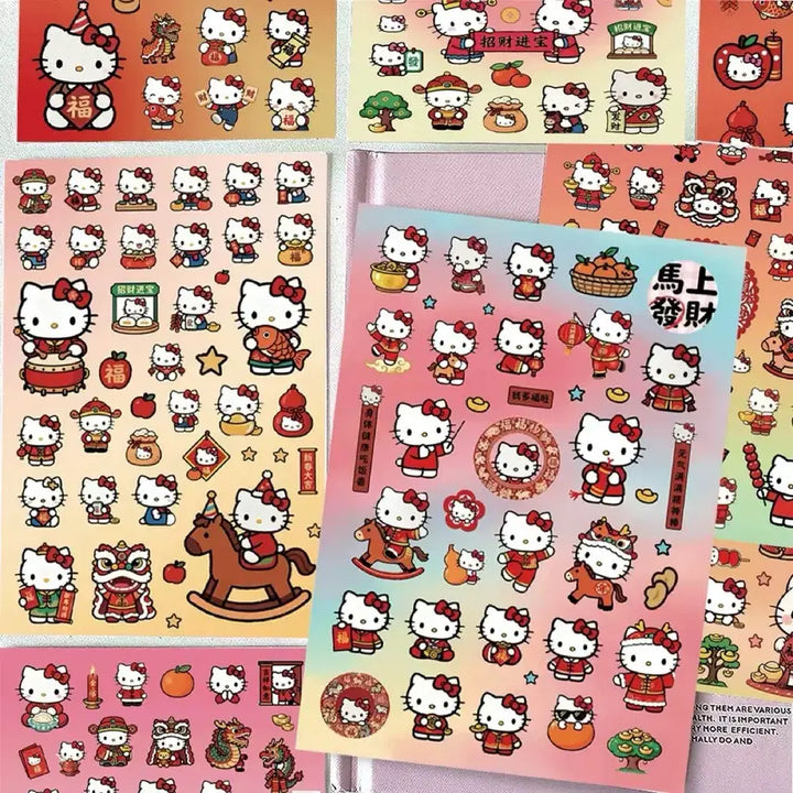 [BUNJANG] Sanrio Red Kitty Sticker Set / 8장 레드 키티 씰스티커 세트 산리오 캐릭터 다꾸 다이어리 꾸미기