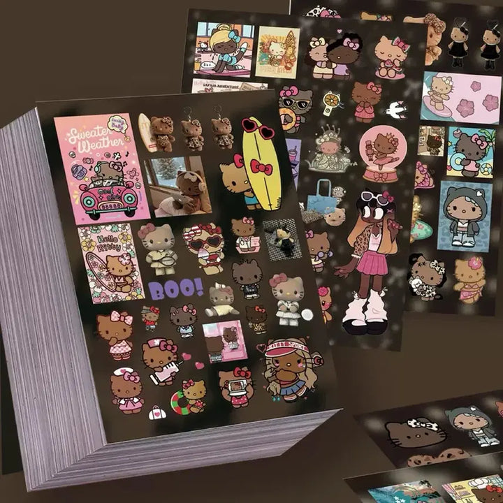 [BUNJANG] Sanrio Characters Tanning Kitty Sticker Set / 8장 태닝 키티 씰스티커 세트 산리오 캐릭터 다꾸 다이어리 꾸미기