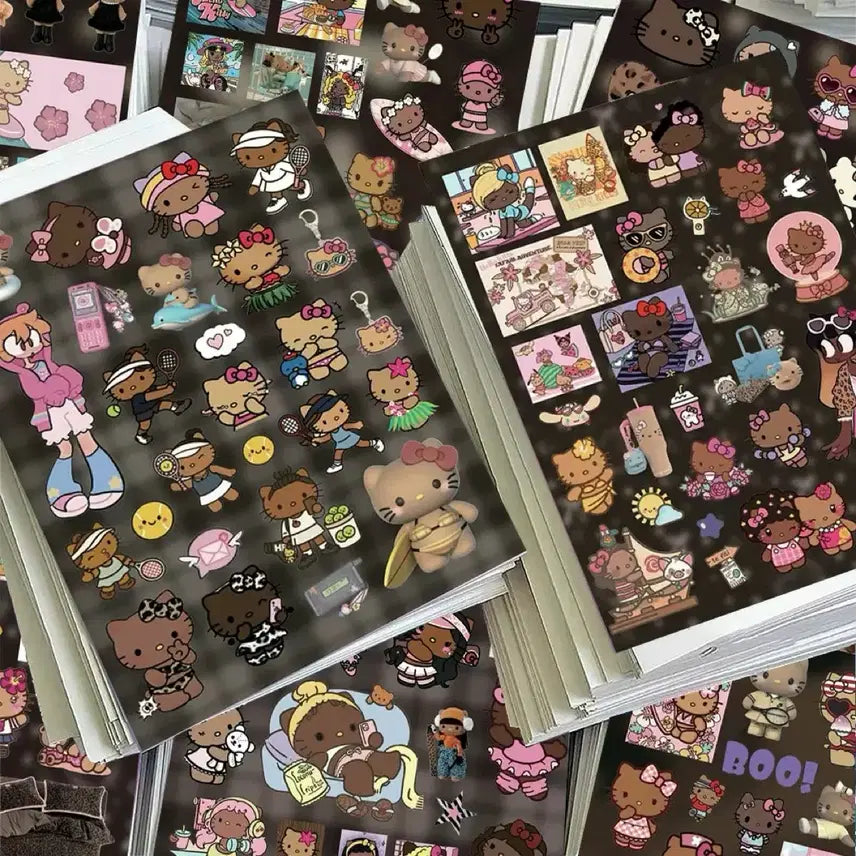 [BUNJANG] Sanrio Characters Tanning Kitty Sticker Set / 8장 태닝 키티 씰스티커 세트 산리오 캐릭터 다꾸 다이어리 꾸미기