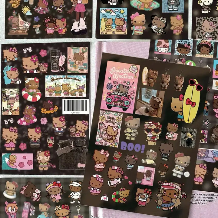 [BUNJANG] Sanrio Characters Tanning Kitty Sticker Set / 8장 태닝 키티 씰스티커 세트 산리오 캐릭터 다꾸 다이어리 꾸미기