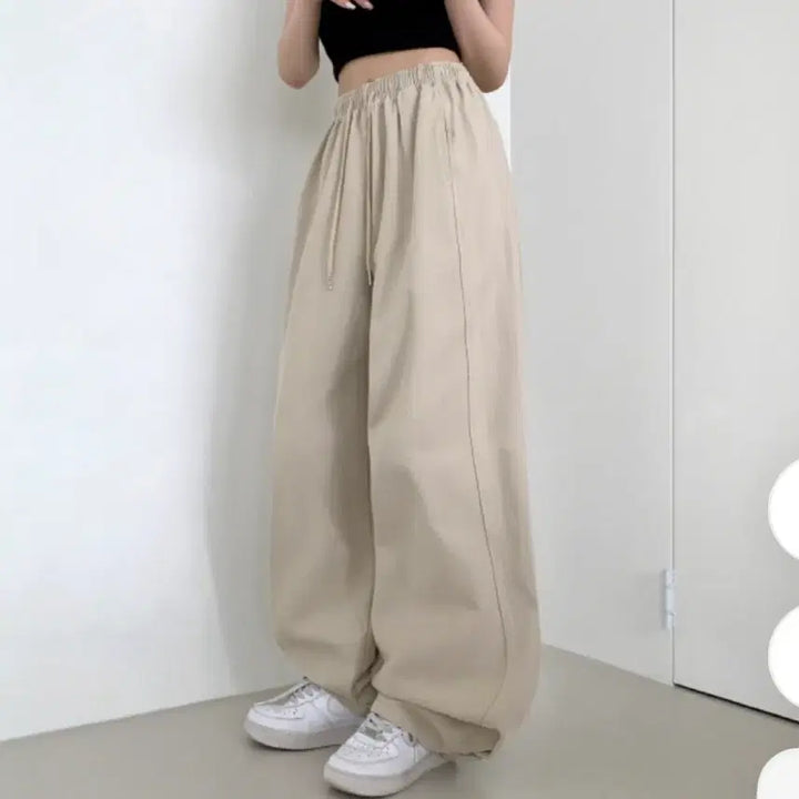 [BUNJANG] Snap Button Two-Way Cotton Wide Training Pants / 스냅 버튼 투웨이 코튼 밴딩 와이드 트레이닝 팬츠 새상품