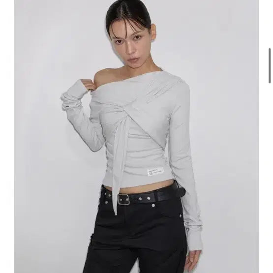 [BUNJANG] INEGI Drape Tie Long Sleeve / 이네기 드레이프 타이 롱슬리브