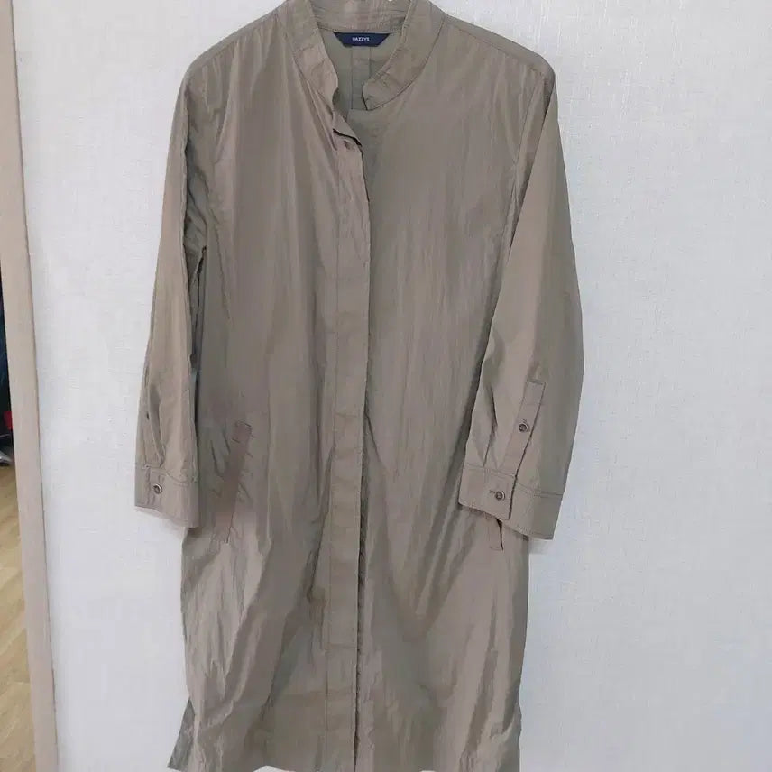 [BUNJANG] Hazzys Khaki Long Shirt Dress / 헤지스 카키색 롱 셔츠 원피스