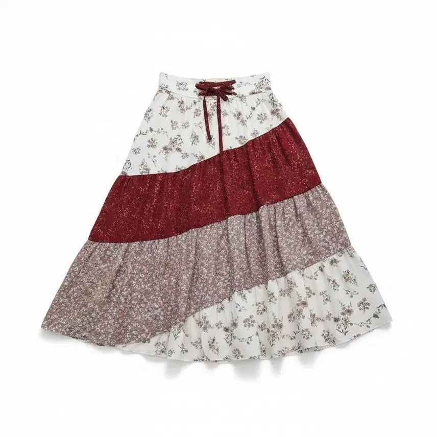 [BUNJANG] Axis Farm Flower Pattern Tiered Long Skirt / 엑시즈팜 플라워 패턴 캉캉 롱 스커트