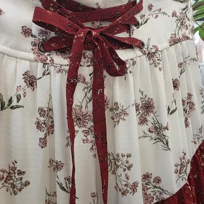 [BUNJANG] Axis Farm Flower Pattern Tiered Long Skirt / 엑시즈팜 플라워 패턴 캉캉 롱 스커트