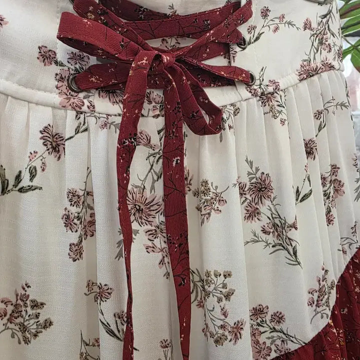 [BUNJANG] Axis Farm Flower Pattern Tiered Long Skirt / 엑시즈팜 플라워 패턴 캉캉 롱 스커트