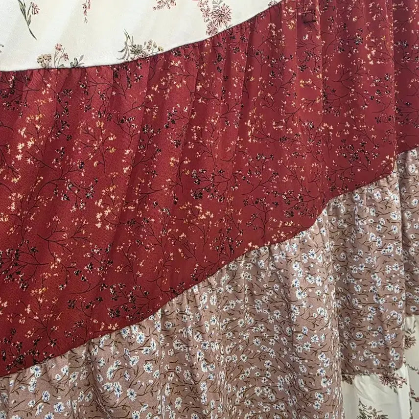 [BUNJANG] Axis Farm Flower Pattern Tiered Long Skirt / 엑시즈팜 플라워 패턴 캉캉 롱 스커트