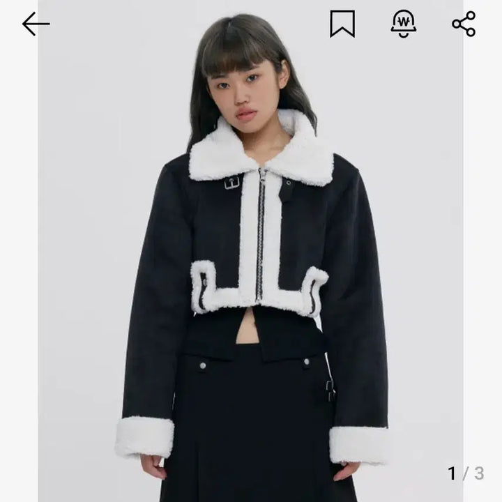 [BUNJANG] Romantic Crown Cropped Mouton Jacket Black / 로맨틱크라운 크롭 무톤 자켓 블랙