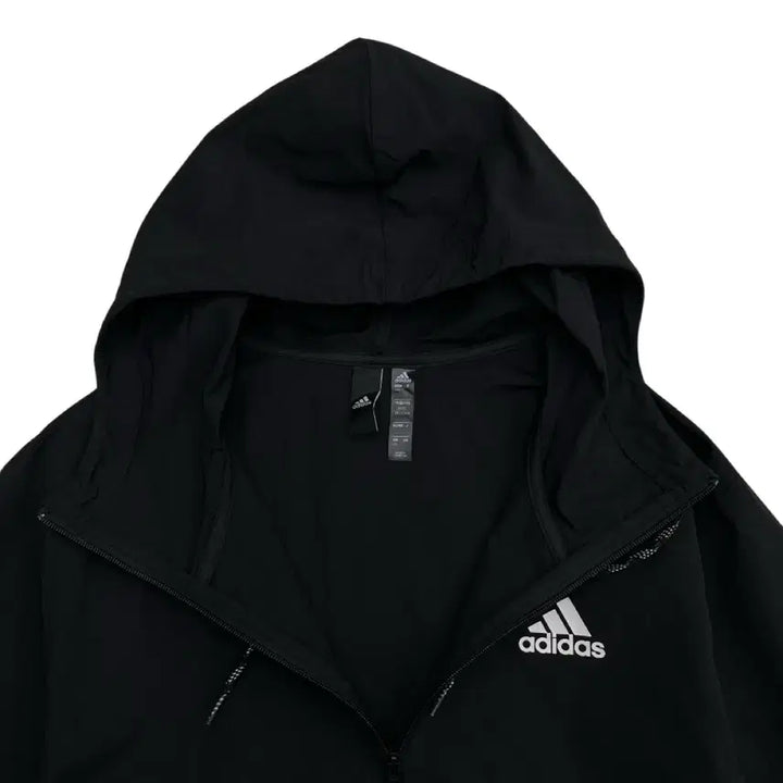 [BUNJANG] Adidas Essential Logo Black Long Hooded Windbreaker 2XL / 아디다스 에센셜로고 블랙 롱 후드 바람막이 2XL