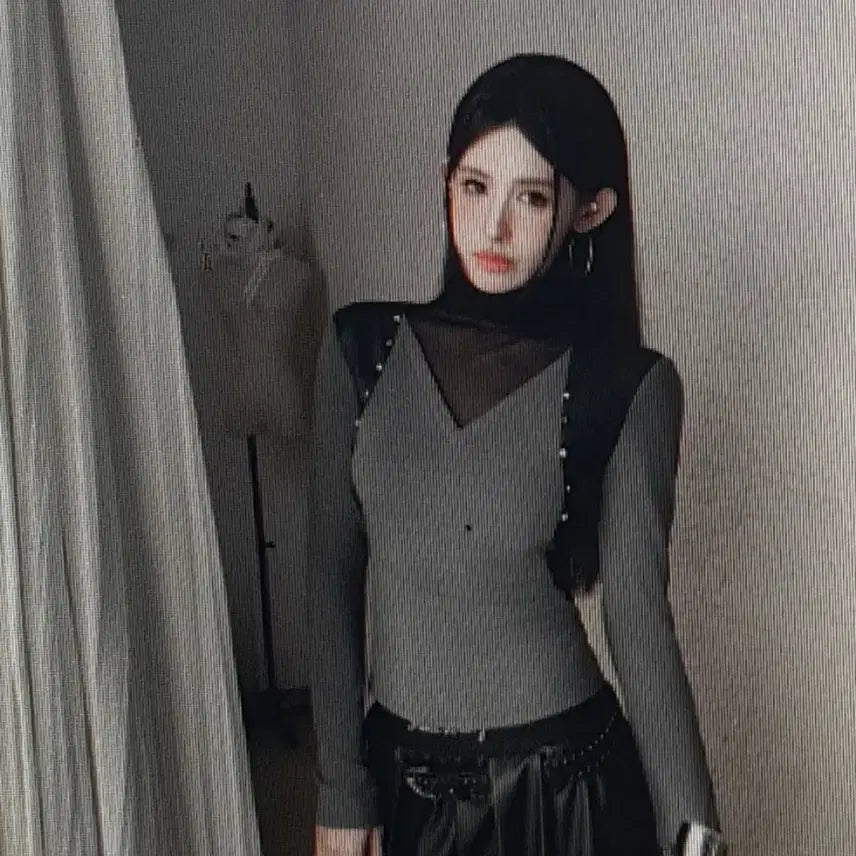 [BUNJANG] Retro Mesh Long Sleeve Top / (해외배송) 레트로한 메쉬 긴팔티