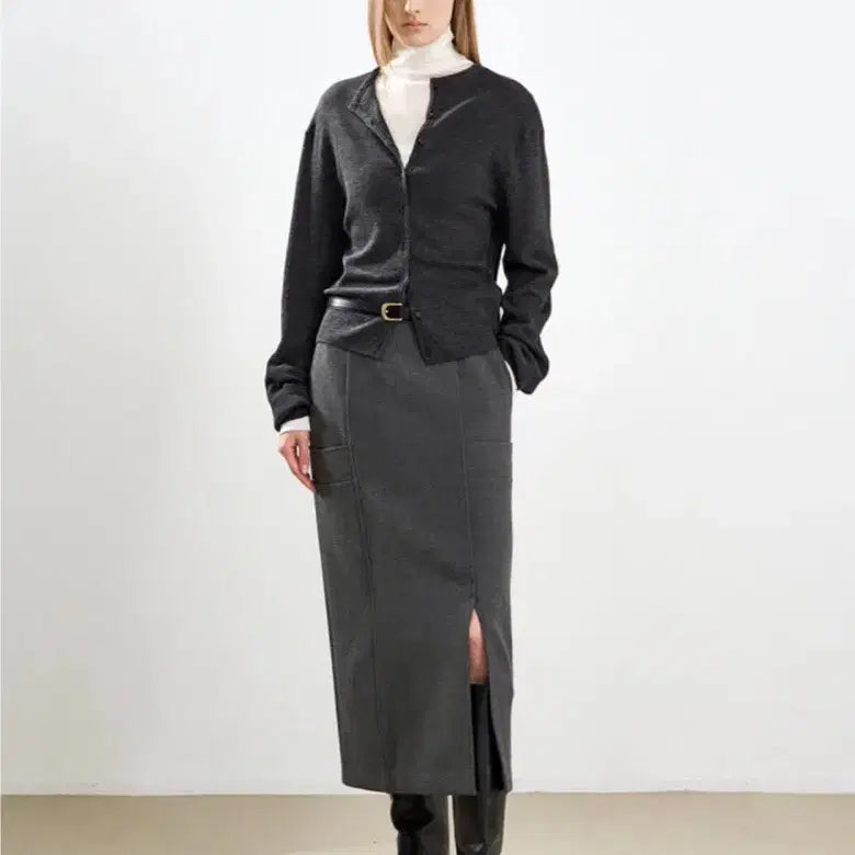 [BUNJANG] Hansum Belted Straight Skirt / 한섬 25fw신상 시스템 벨티드 스트레이트 스커트 55