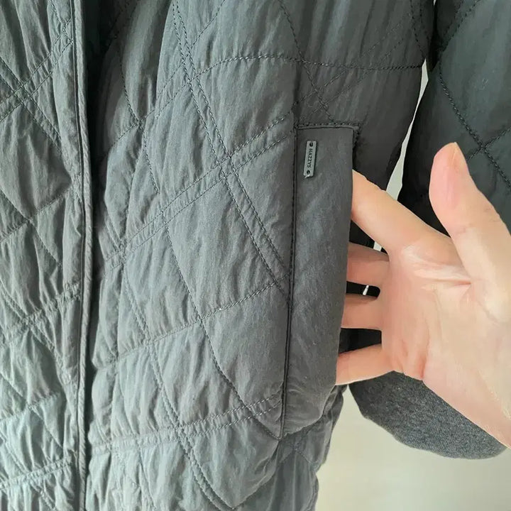 [BUNJANG] Hazzys Black Quilted Long Coat / 헤지스 블랙 퀼팅 롱 코트 (95)