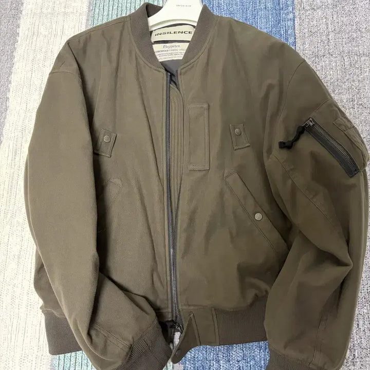 [BUNJANG] Washed Moleskin MA-1 Khaki Grey Jacket / 워시드 몰스킨 MA-1 KHAKI GREY