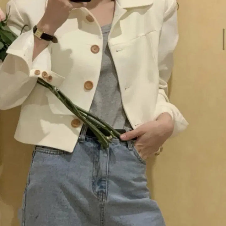 [BUNJANG] Without Summer Tweed Crop Bread Jacket / 위드아웃썸머 트위드 크롭 브레드 자켓