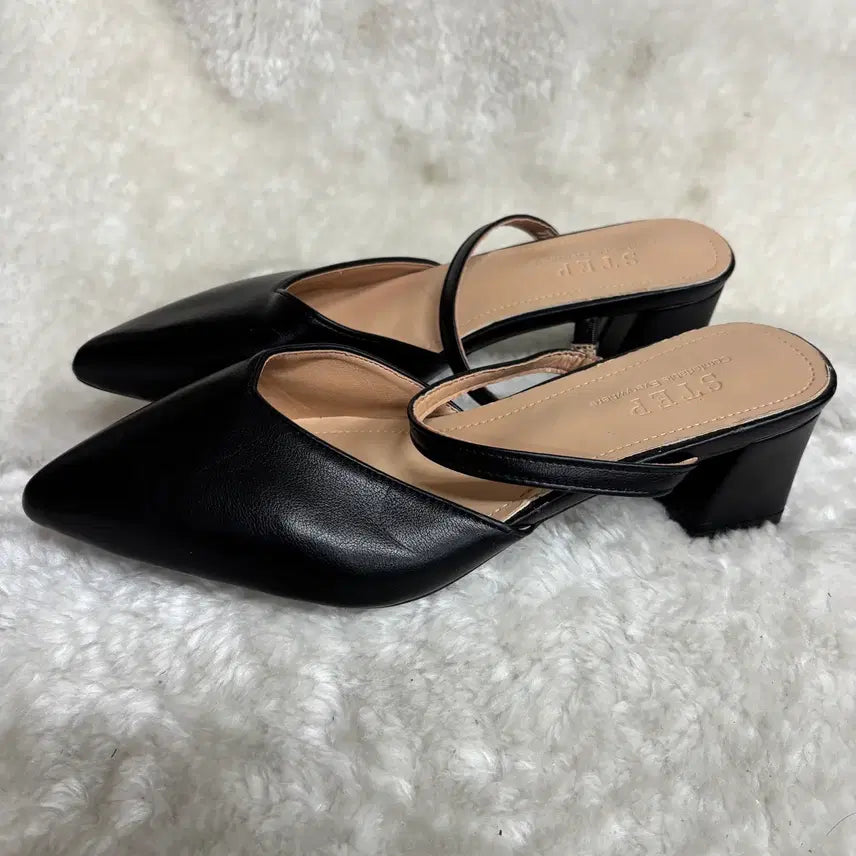 [BUNJANG] Black Strap Mule Heels / 블랙 스트랩 뮬 힐 235/240