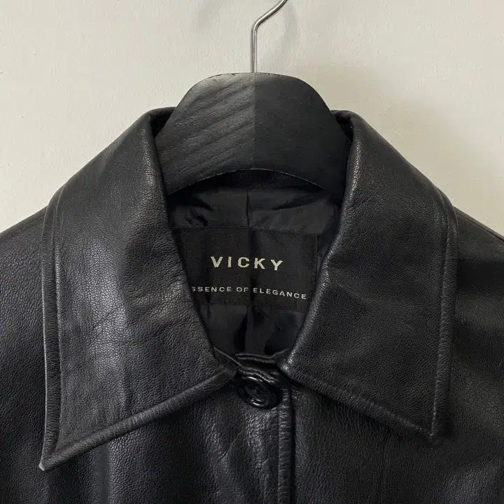 [BUNJANG] VICKY Cow Leather Vintage Coat / 빈티지 VICKY 카우 레더 코트