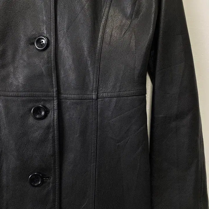 [BUNJANG] VICKY Cow Leather Vintage Coat / 빈티지 VICKY 카우 레더 코트