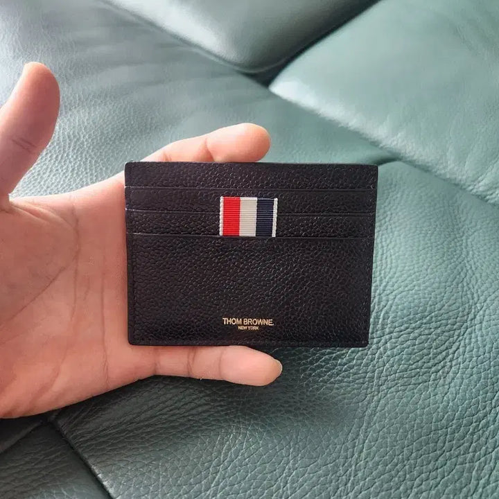 [BUNJANG] Thom Browne Pebble Grain Leather Card Holder / 톰브라운 페블 그레인 레더 스트라이프 노트 컴파트먼트 카드 홀더 블랙