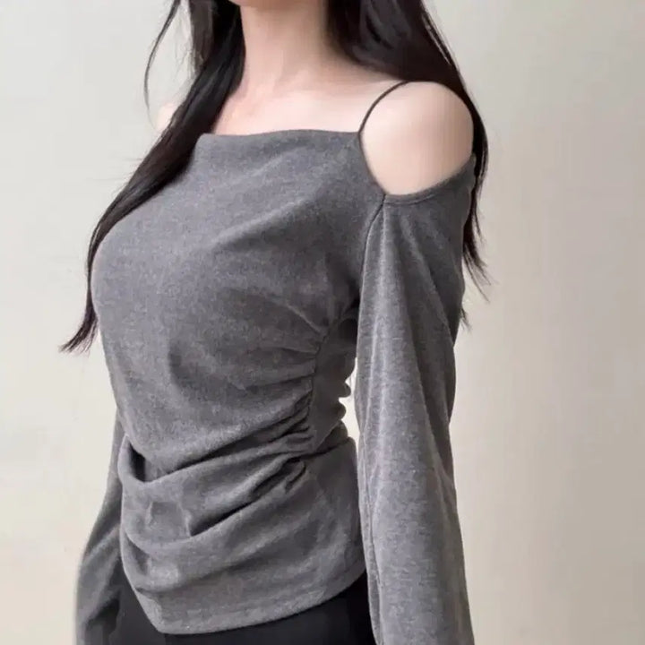 [BUNJANG] Drape Sleeveless Shring Top / 새상품)드레이프 나시 셔링 긴팔 에이블리