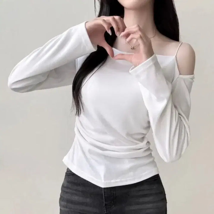 [BUNJANG] Drape Sleeveless Shring Top / 새상품)드레이프 나시 셔링 긴팔 에이블리