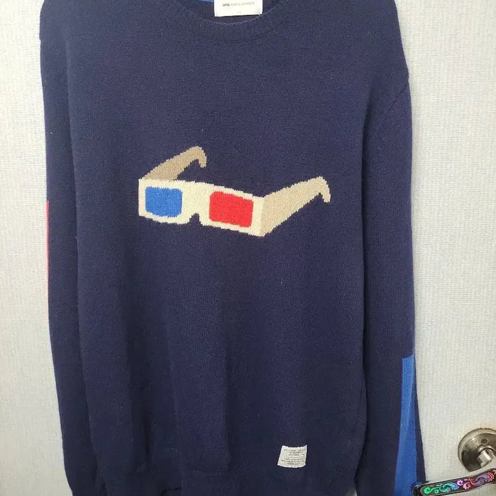 [BUNJANG] LIFUL 3D Glasses Navy Knit Sweater / 105. LIFUL 3D안경 네이비 니트