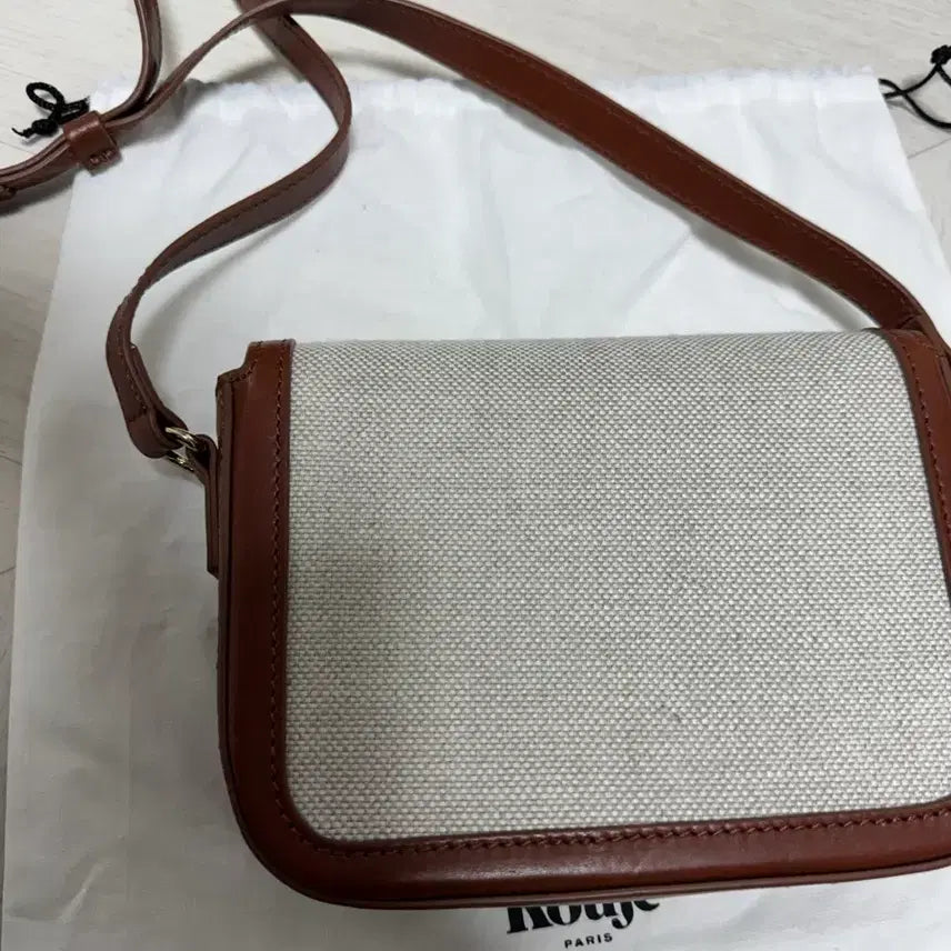 [BUNJANG] Rouje BB Bag Small Leather/Twill Handbag / Rouje 후즈 루즈 비비 가방 스몰 가죽 뚜왈 베이지 패브릭 핸드백
