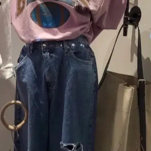 [BUNJANG] Vintage Rugby Shirt and Jeans Set / 럭비티+빈티지 청바지 세트