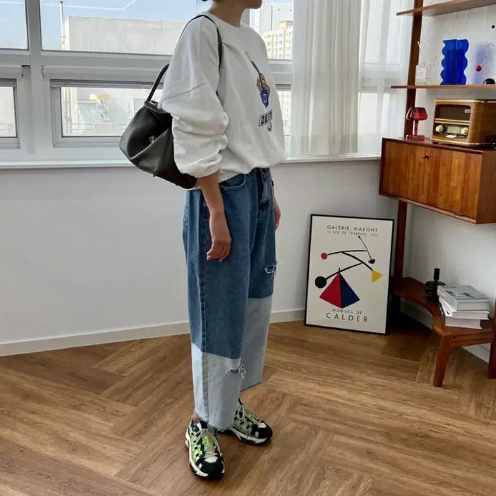 [BUNJANG] Vintage Rugby Shirt and Jeans Set / 럭비티+빈티지 청바지 세트