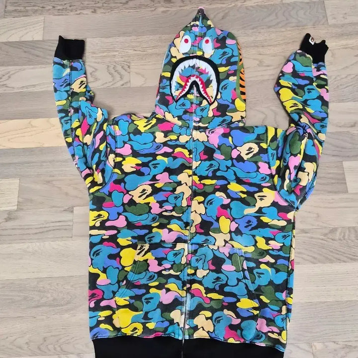 [BUNJANG] BAPE Multi Camo Shark Full Zip Hoodie / 베이프 멀티 카모 샤크 후드집업
